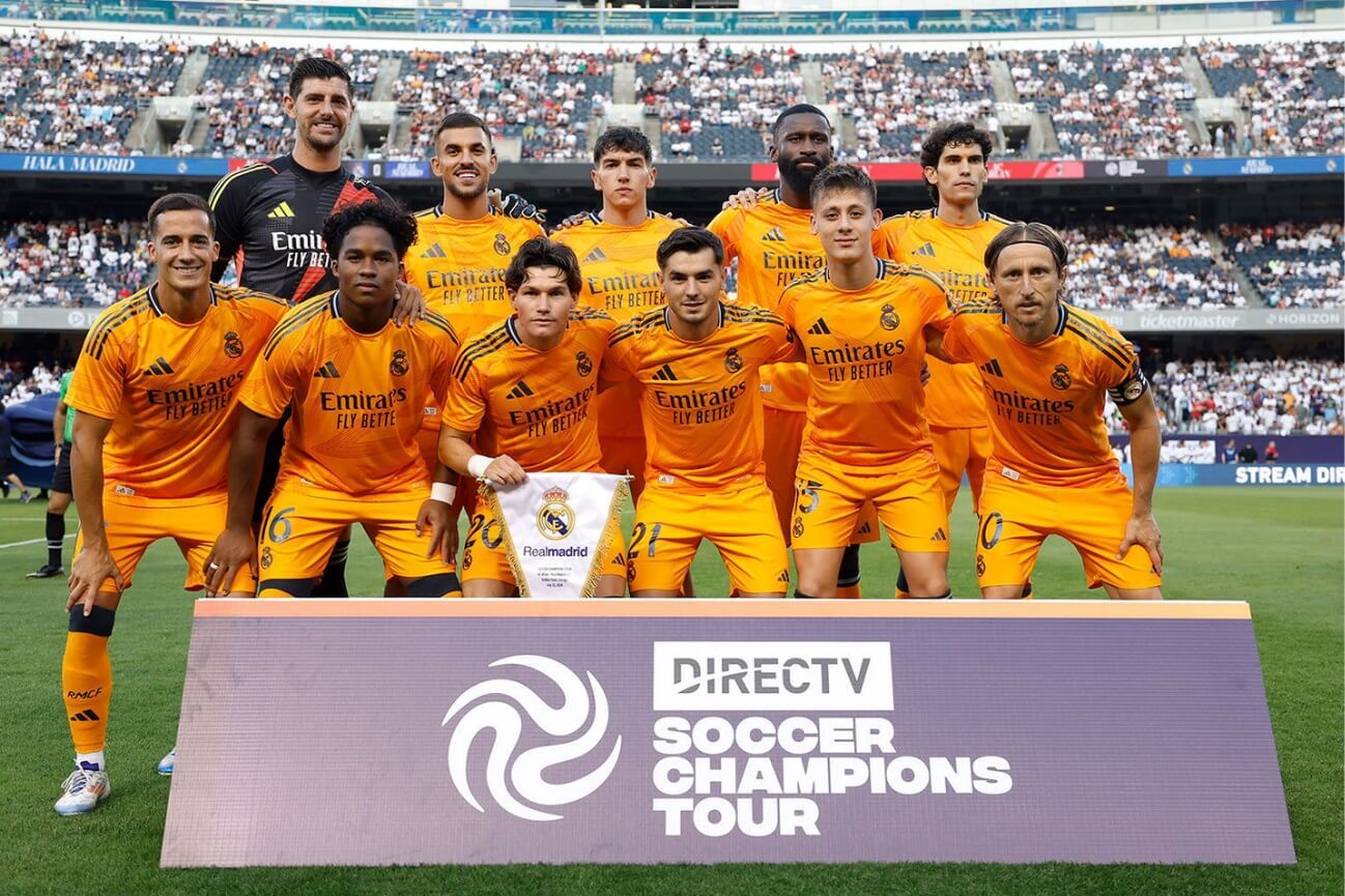 El once del Real Madrid en el amistoso ante el Milan.