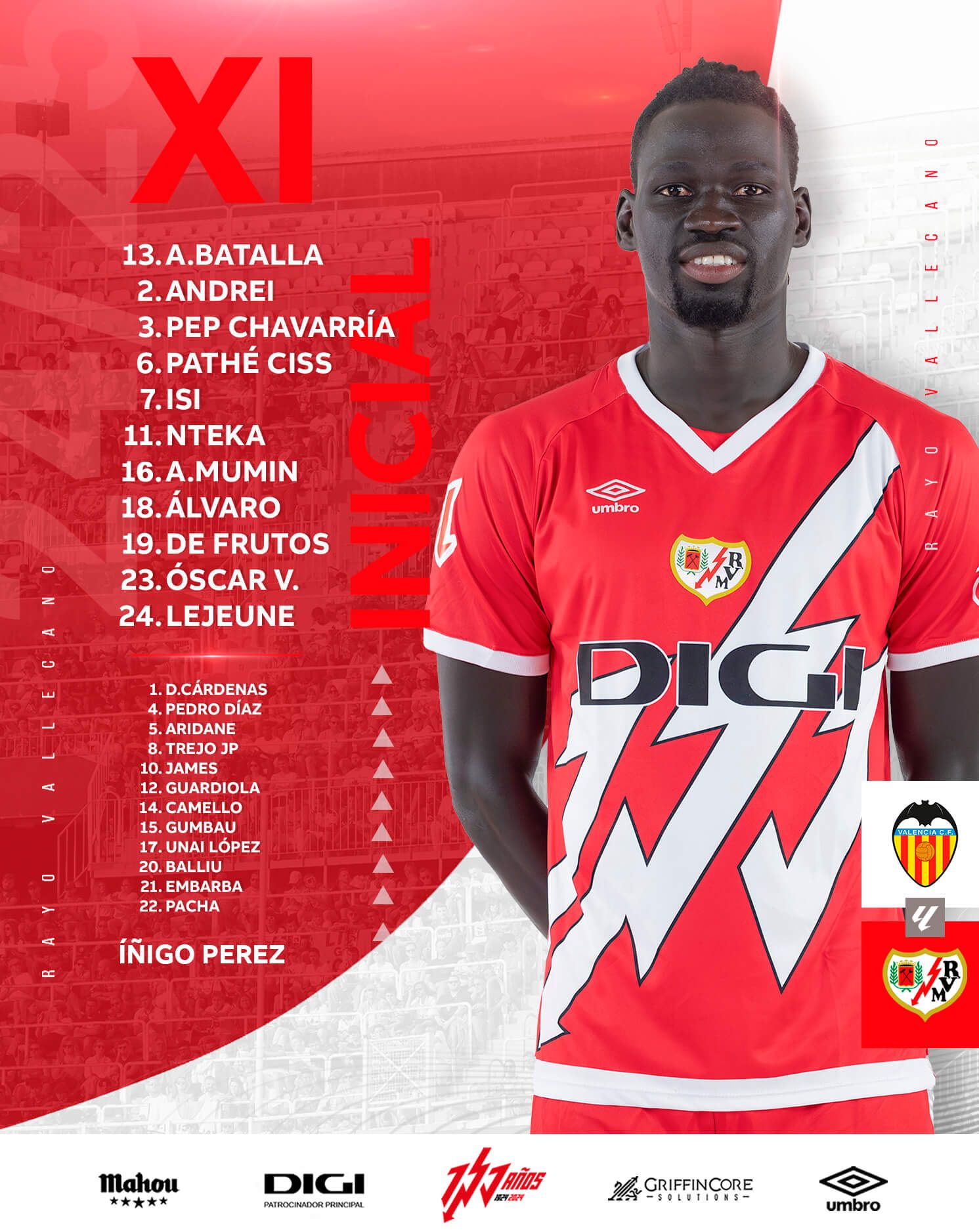  Once titular del Rayo Vallecano
