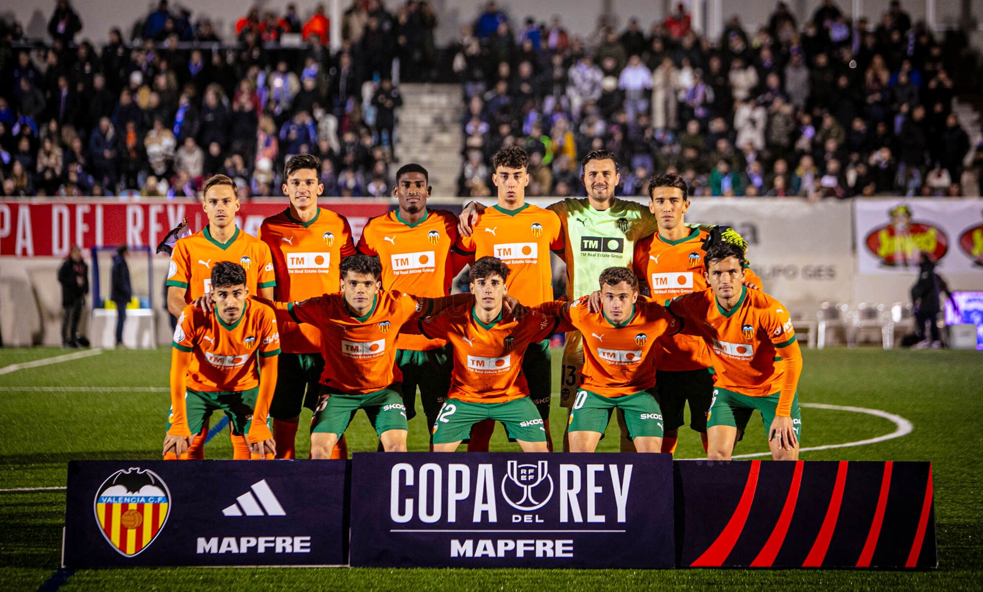 Once titular del Valencia CF ante la SD Ejea.