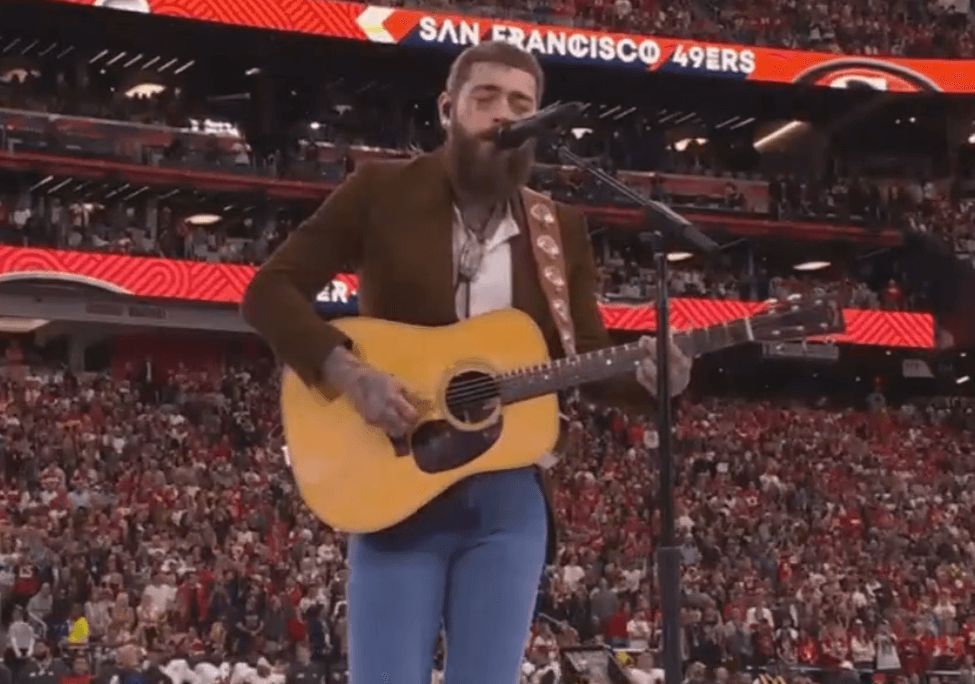  Post Malone, en el pre show de la Super Bowl 2024 (@alexr_241)
