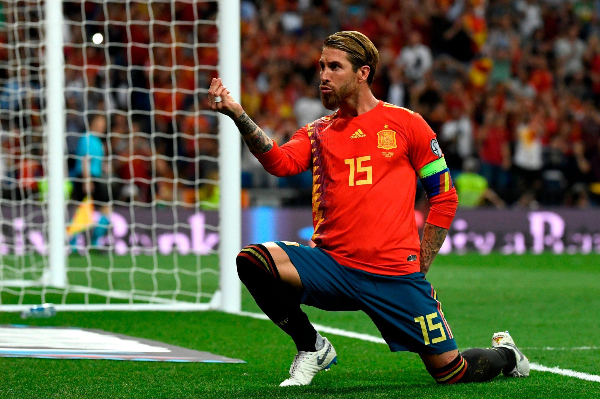  Sergio Ramos, celebrando su tanto.