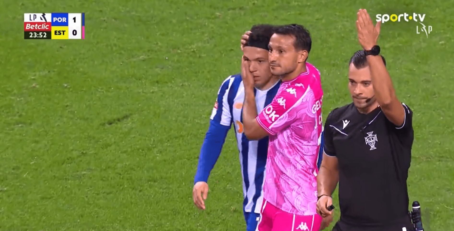  Rival del Estoril agradece a Pepe el gesto al frenarse tras la lesión de un compañero.