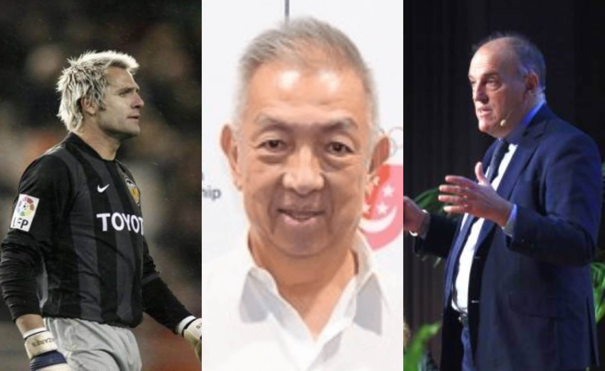  Santi Cañizares, Peter Lim y Javier Tebas.