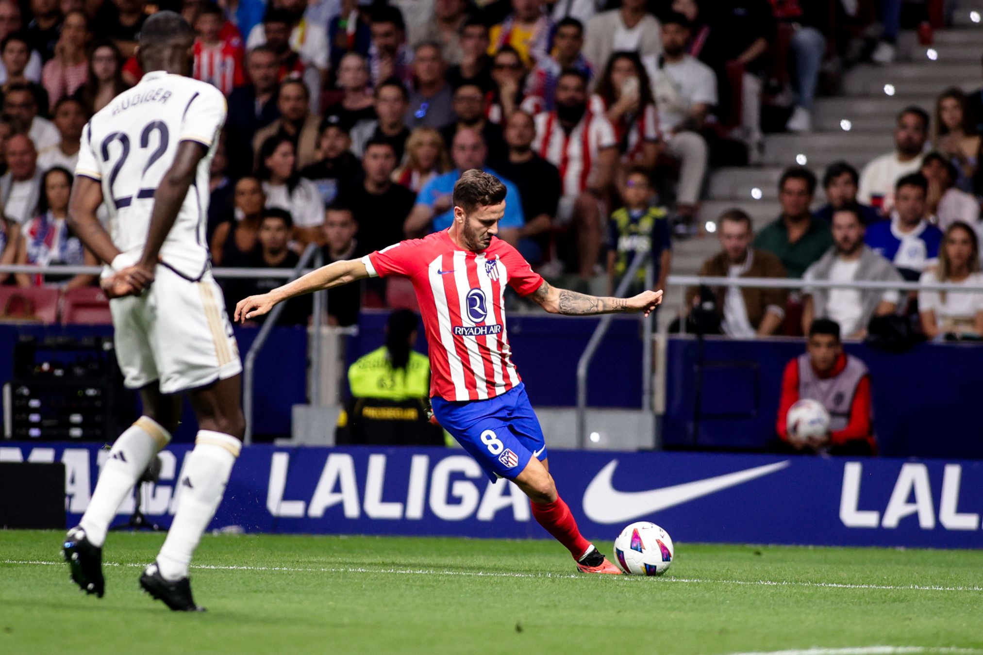 Saúl durante el Atlético-Real Madrid. Fuente: Atleti