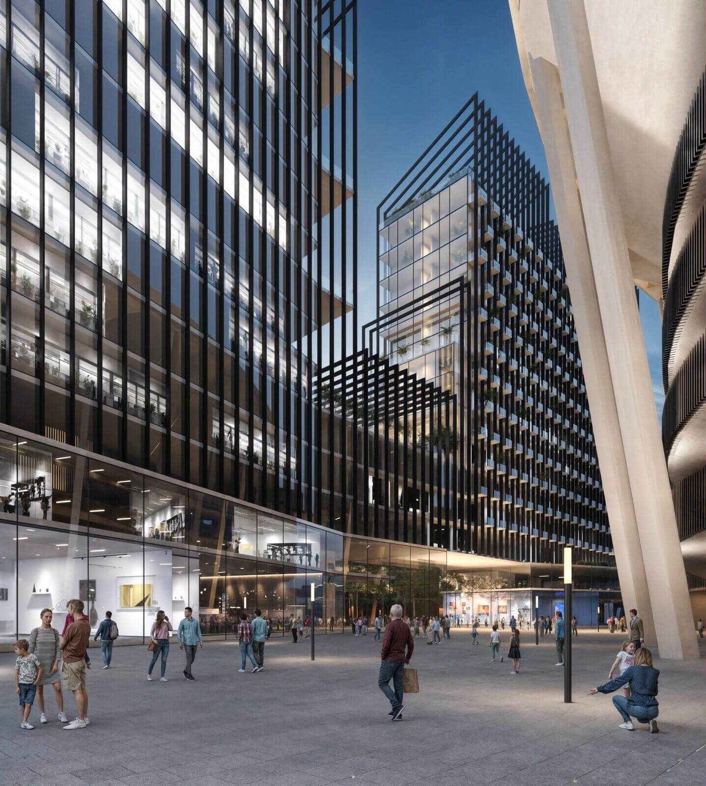 Simulación del terciario y la zona comercial que planea construir Atilan