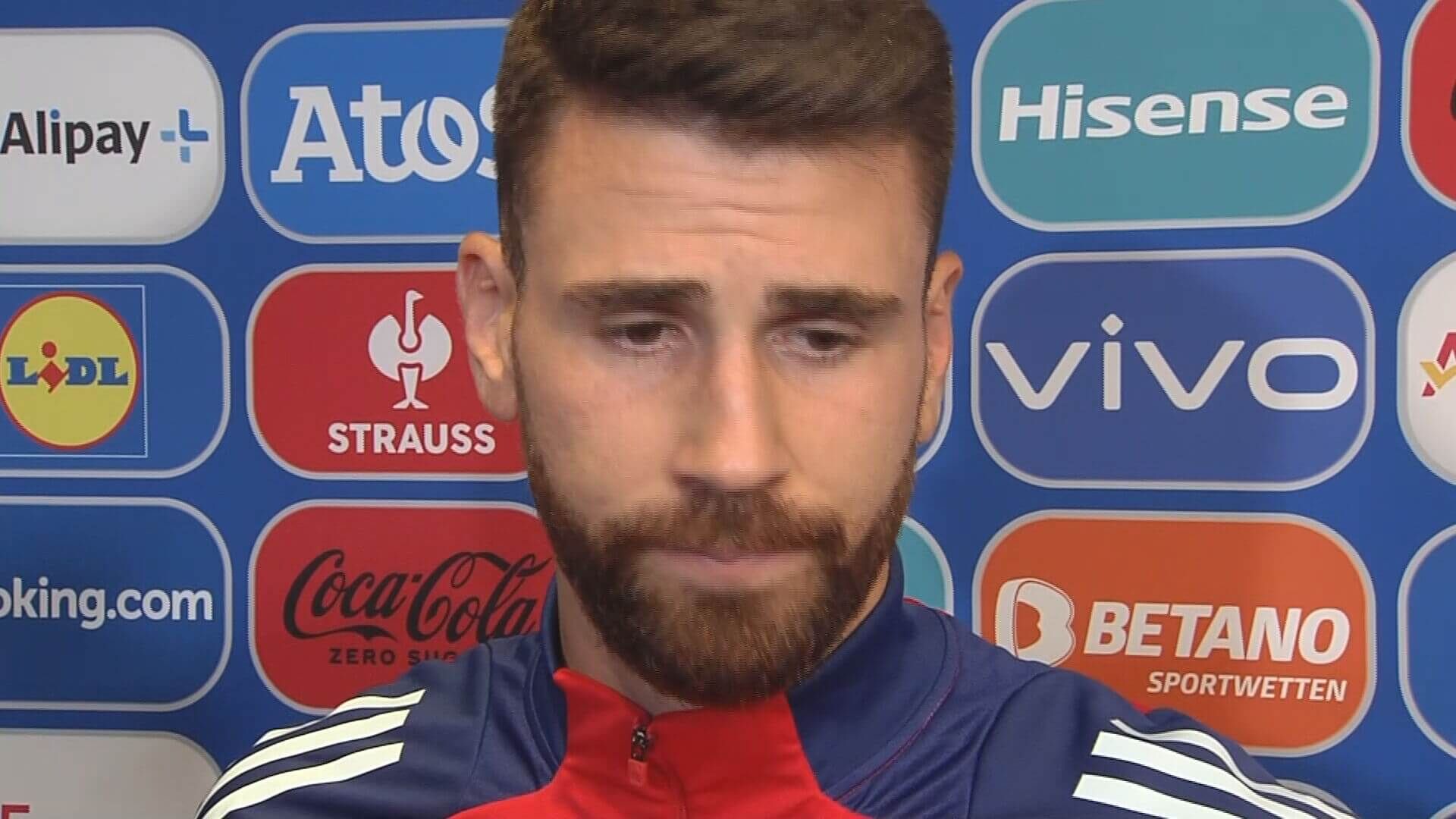  Unai Simón, durante el postpartido del España-Alemania de la Eurocopa 2024.