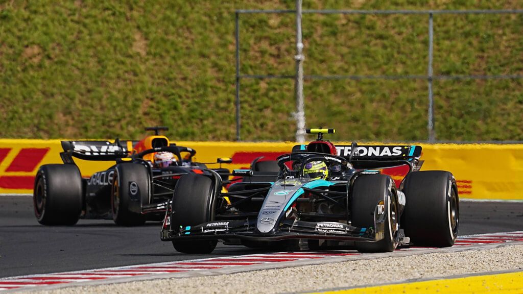  Lewis Hamilton y Max Verstappen, en el GP de Hungría.