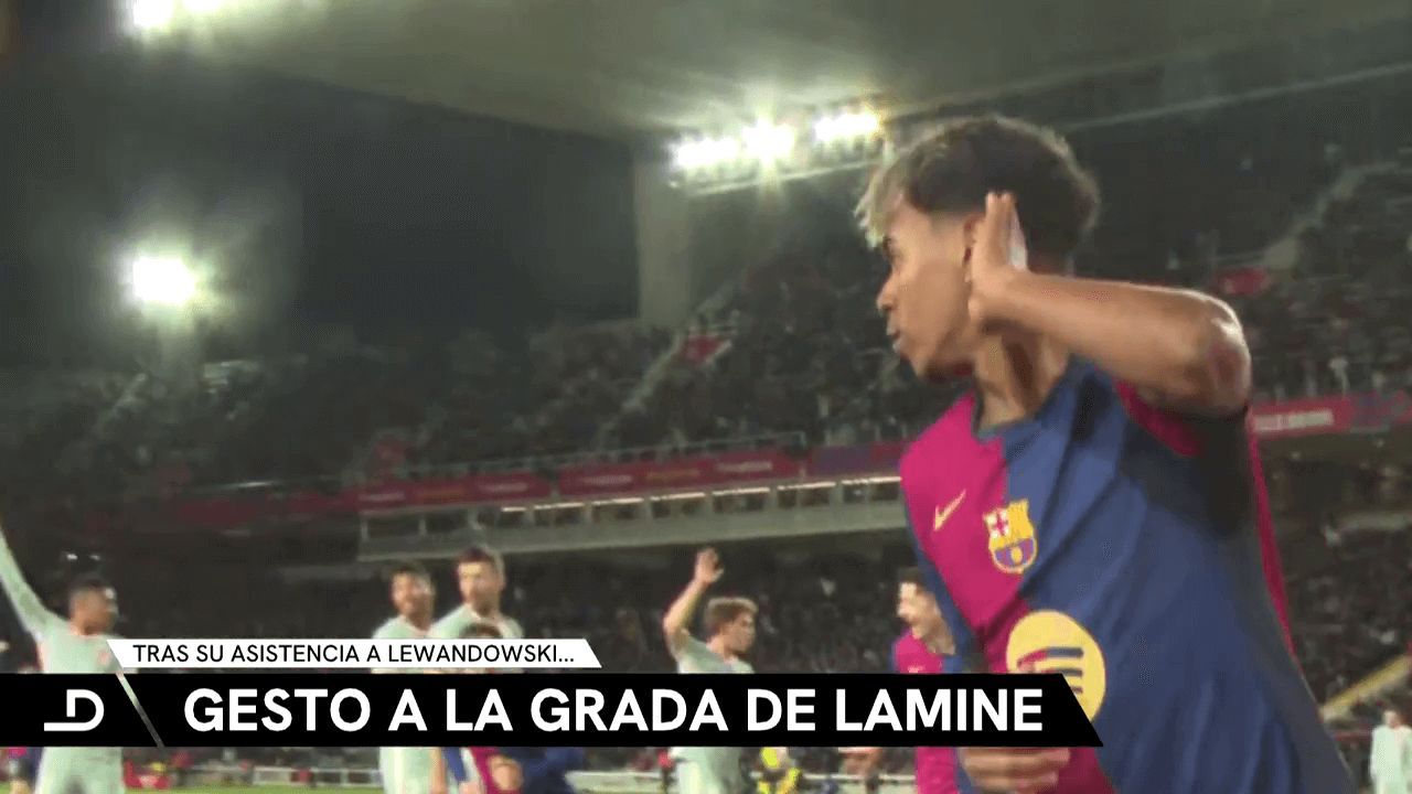 El gesto a la grada de Lamine Yamal tras su asistencia a Lewandowski