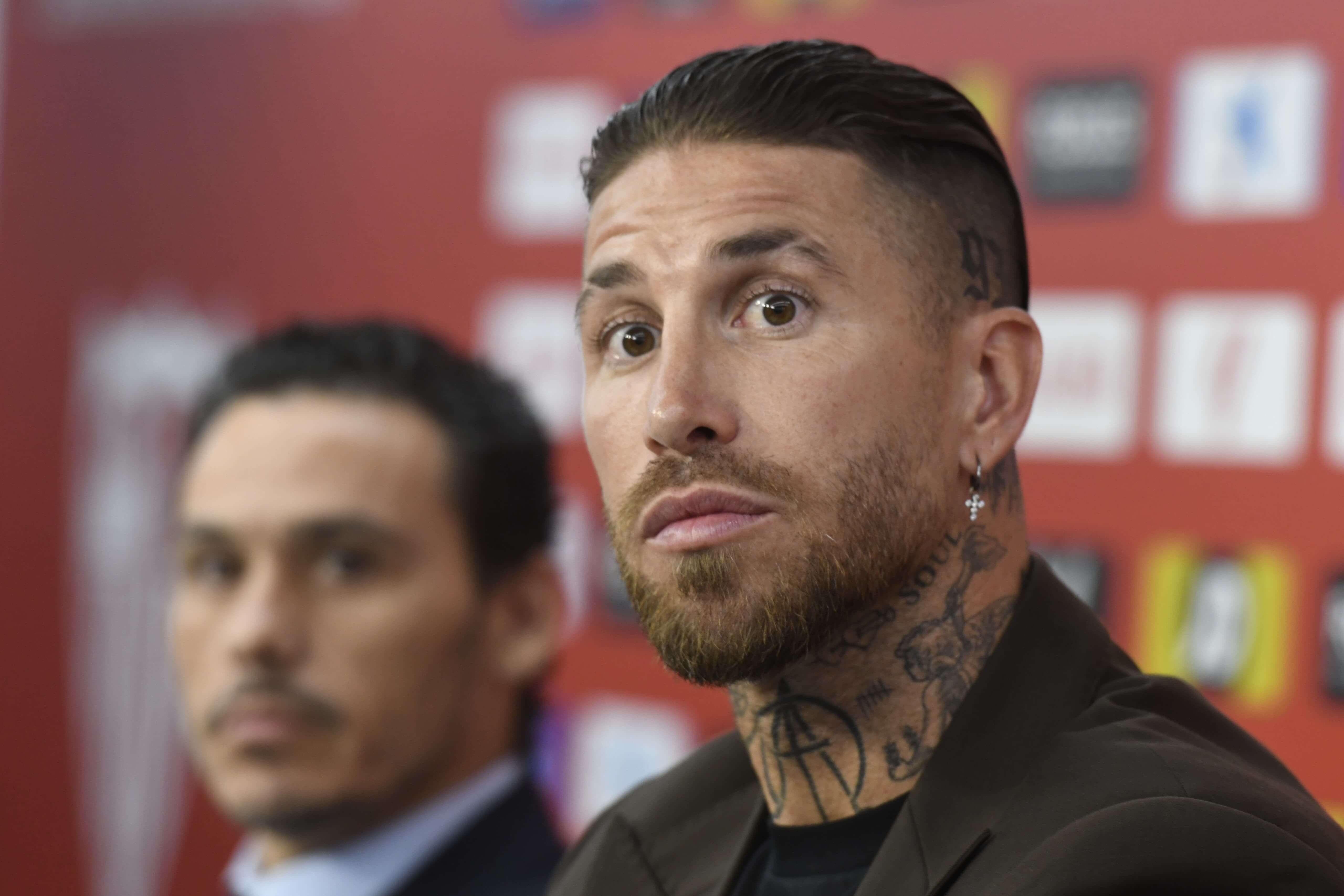 Sergio Ramos, junto a Del Nido Carrasco, en su despedida del Sevilla.