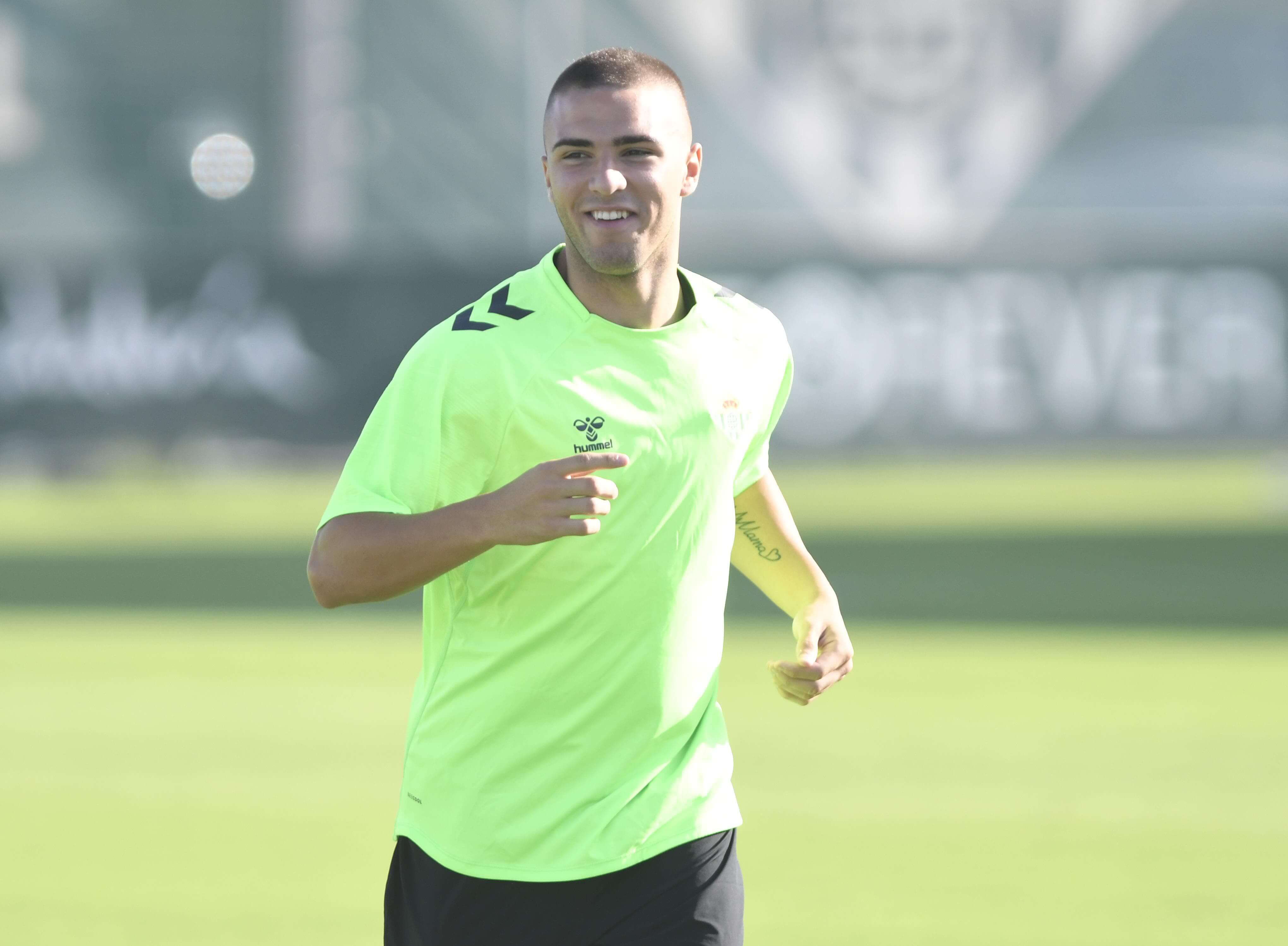  Pablo García, en el entrenamiento del Betis
