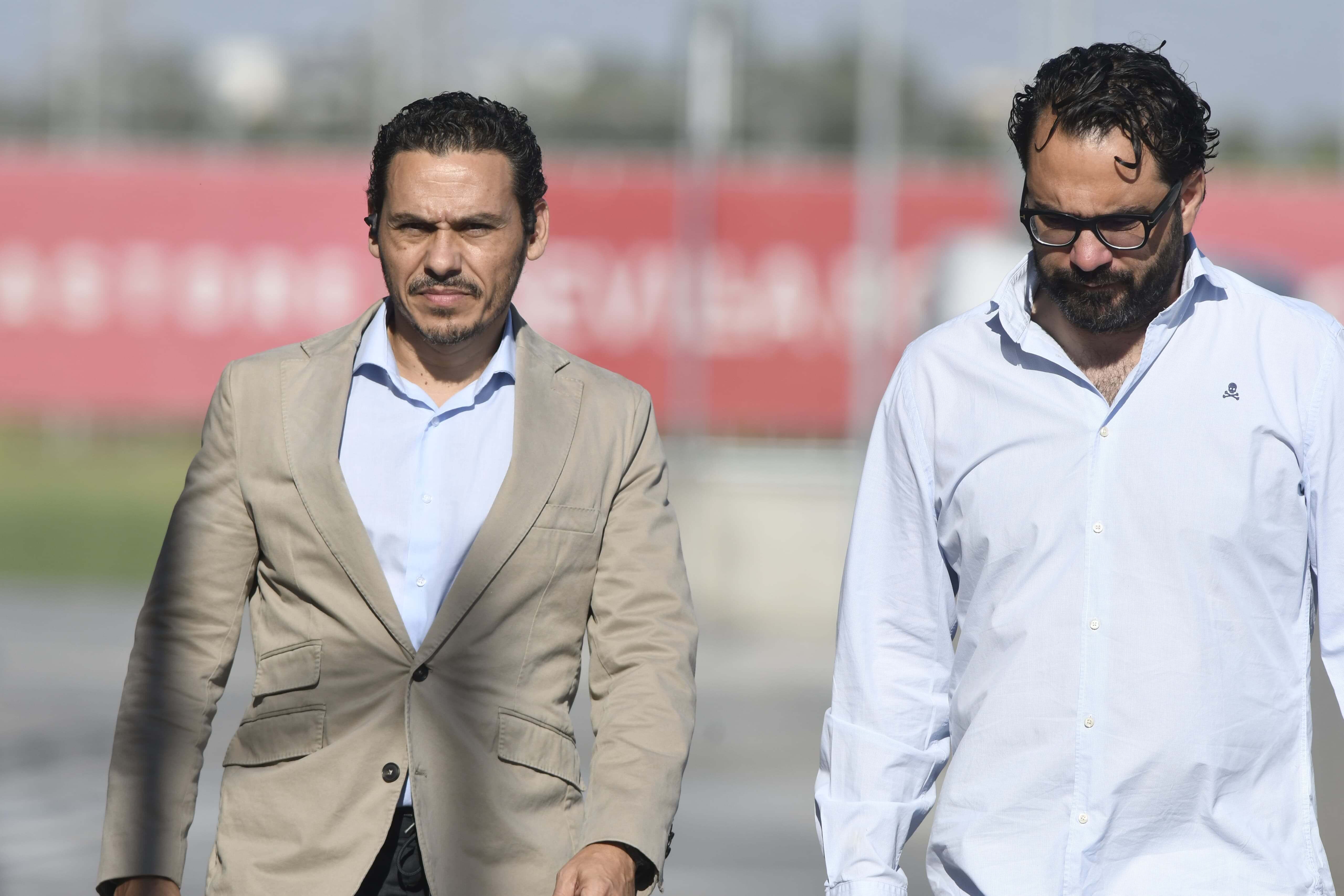 José María del Nido Carrasco y Víctor Orta, durante un entrenamiento.