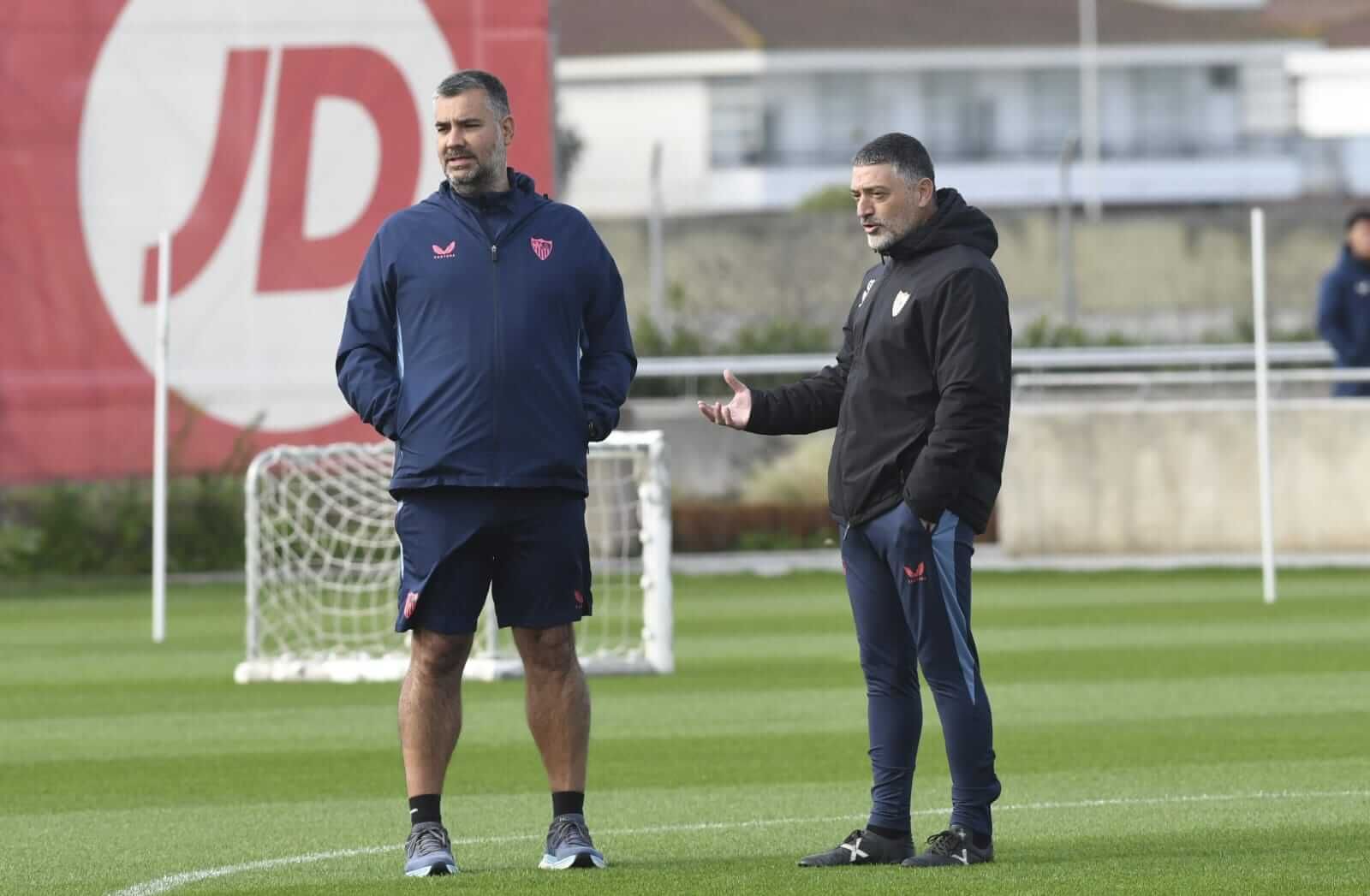  García Pimienta, en una sesión reciente del Sevilla.