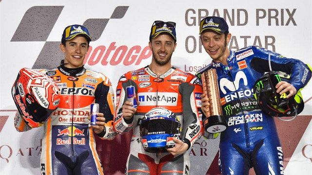  Márquez, Dovizioso y Rossi en el podio.
