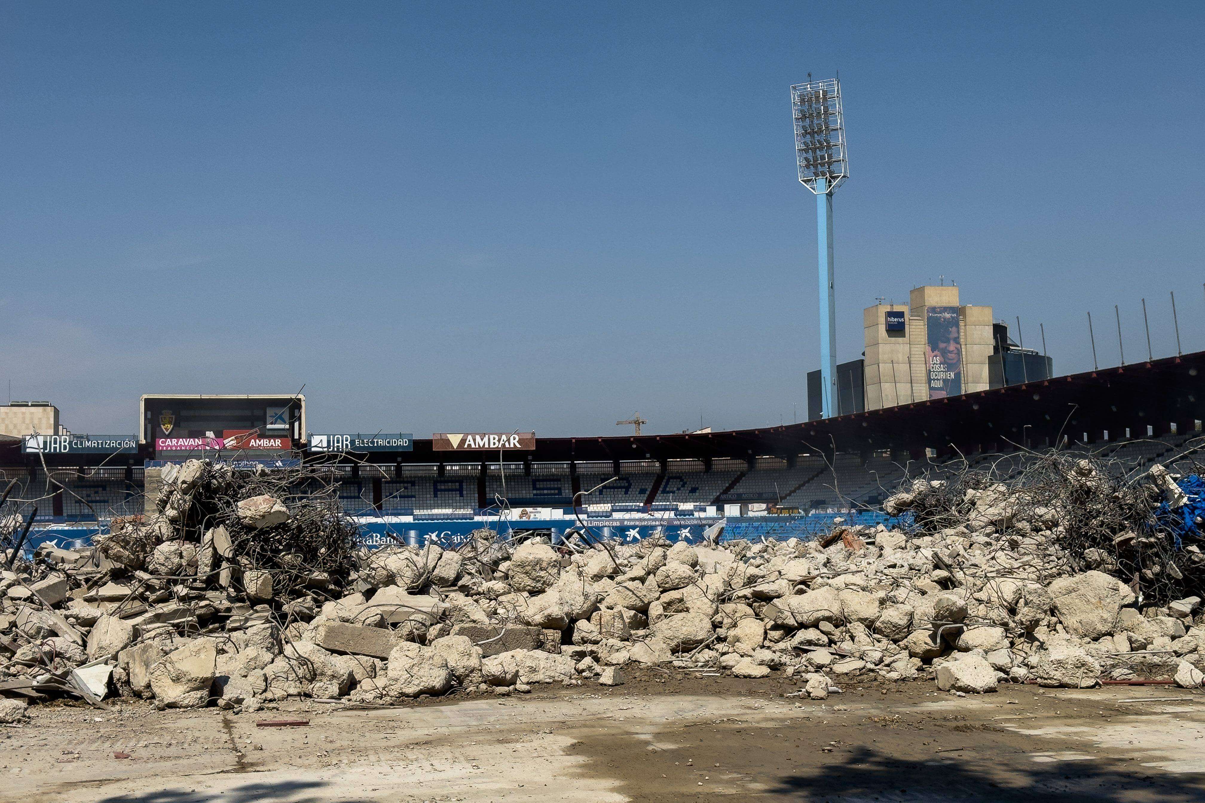 Obras en Gol Sur para la Nueva Romareda en agosto de 2024.