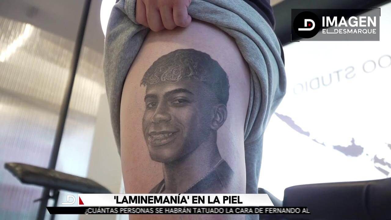 Lamine Yamal tatuado en la pierna de un aficionado (ElDesmarque)