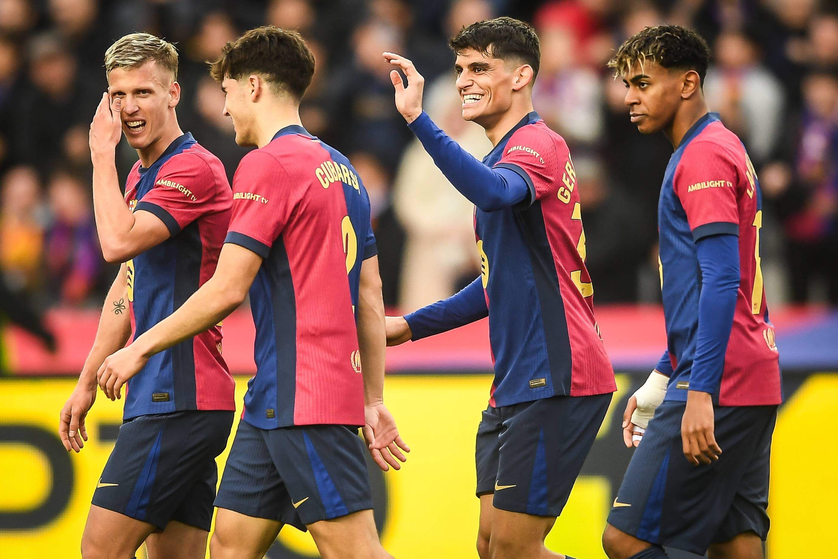 El Barcelona celebrando ante la Real Sociedad (Cordon Press)