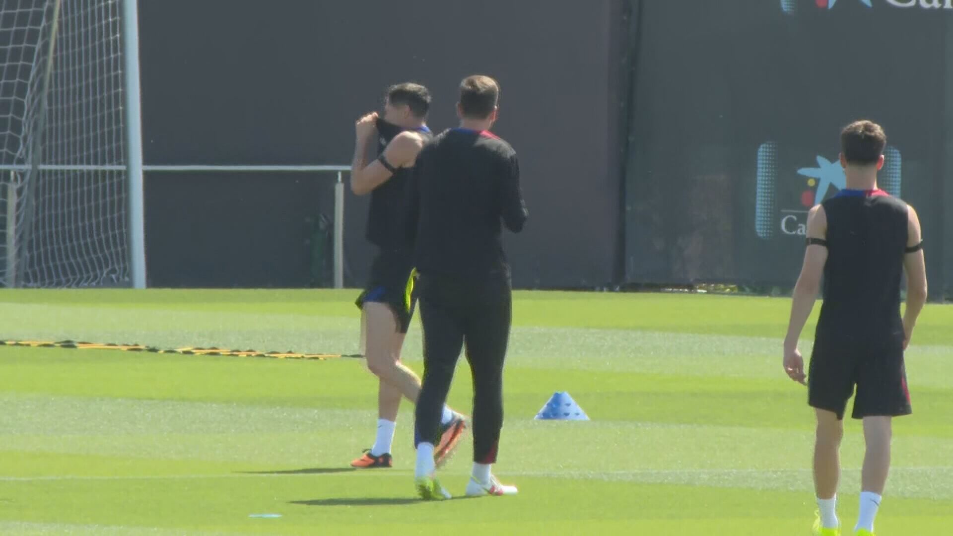 Lewandowski y Szczesny, en el entrenamiento