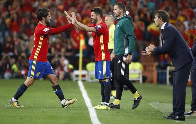 Lopetegui e Isco, en la selección española.