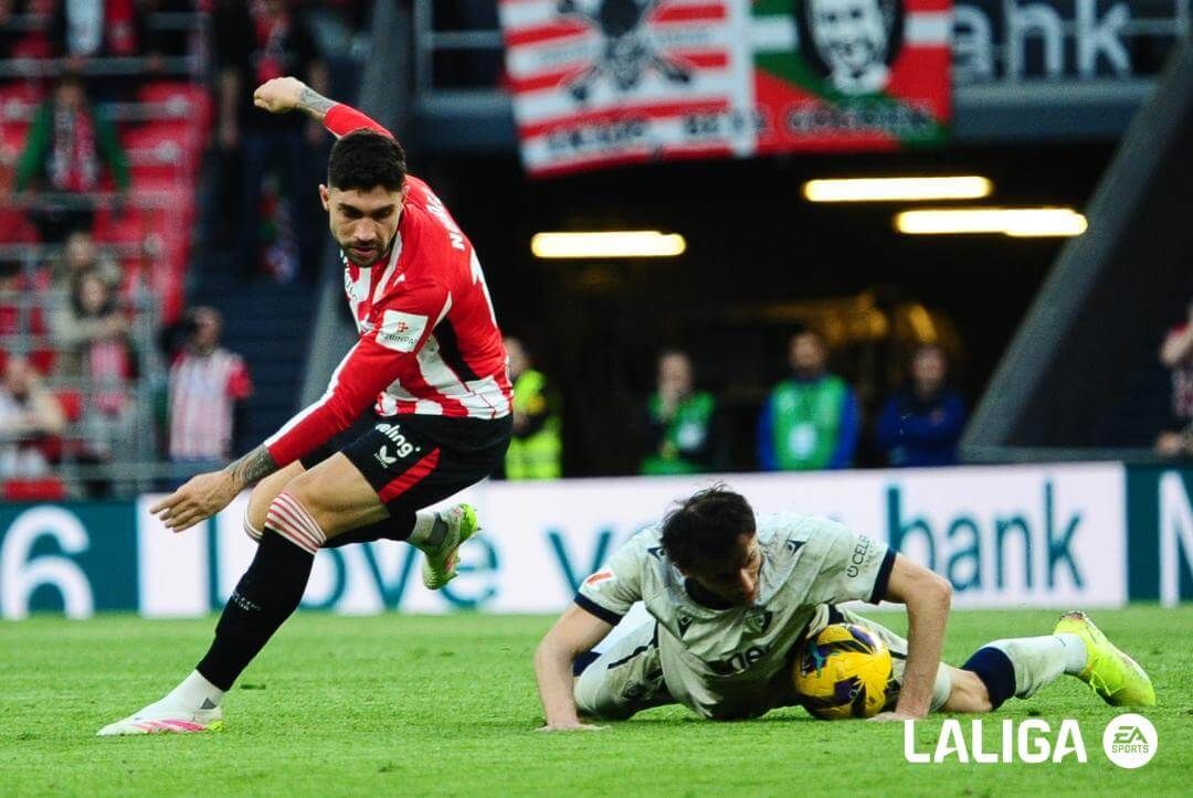  El central Unai Núñez, en el partido Athletic Club - CA Osasuna de San Mamés (FOTO: LALIGA).