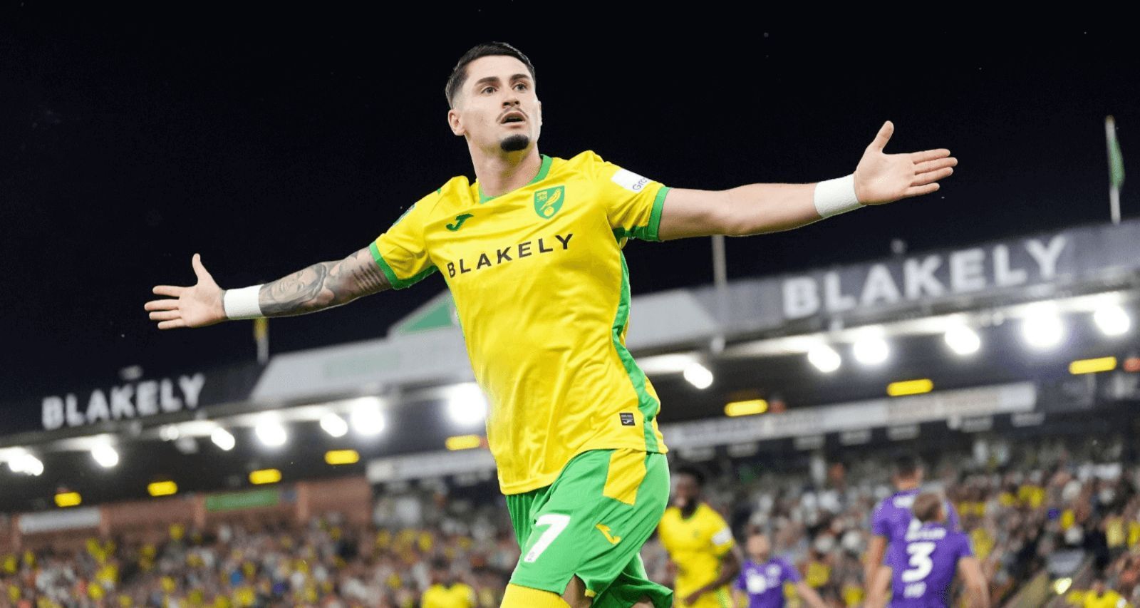  Borja Sainz celebra uno de sus goles con el Norwich.