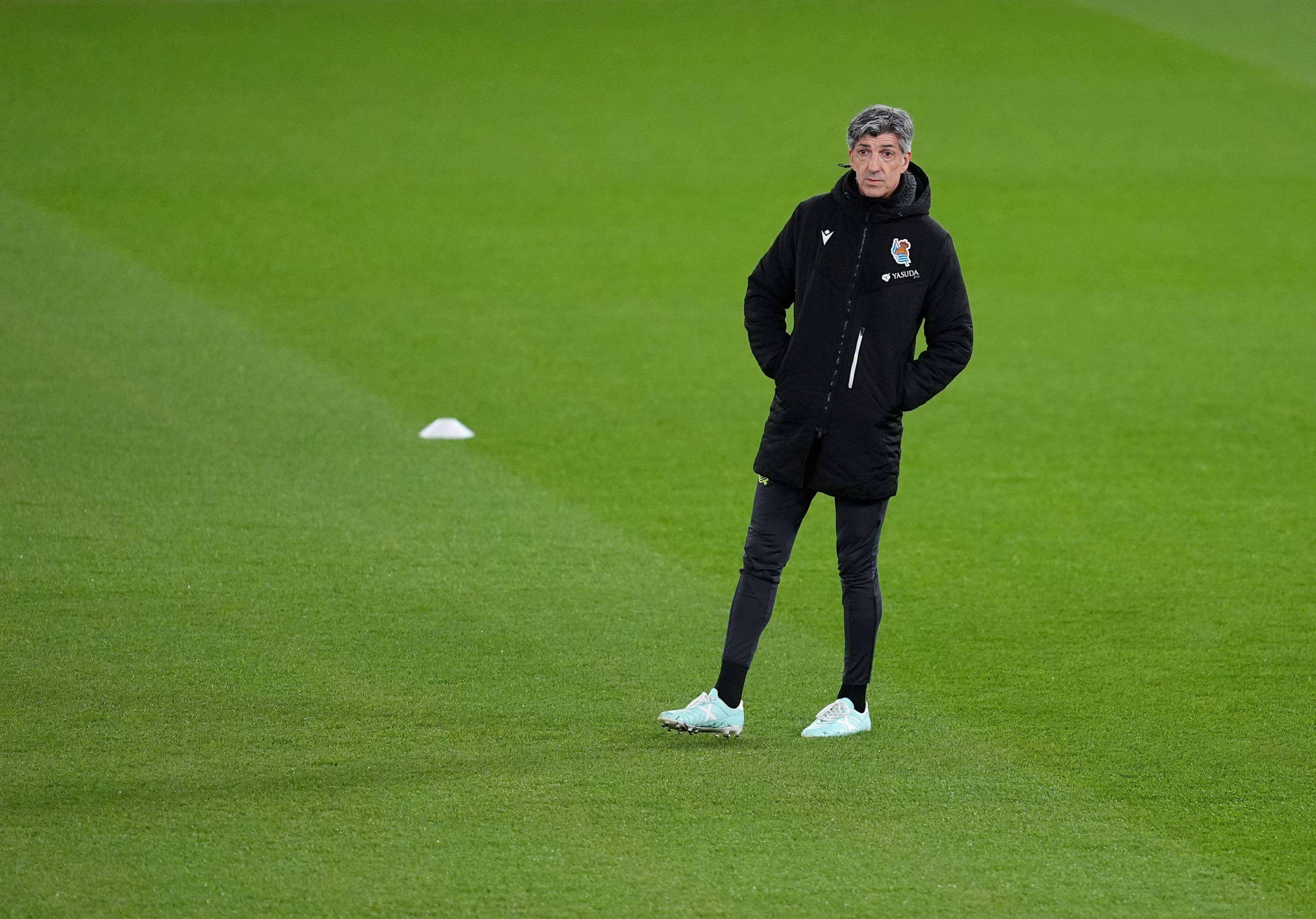 Imanol Alguacil, en el entrenamiento de la Real Sociedad.