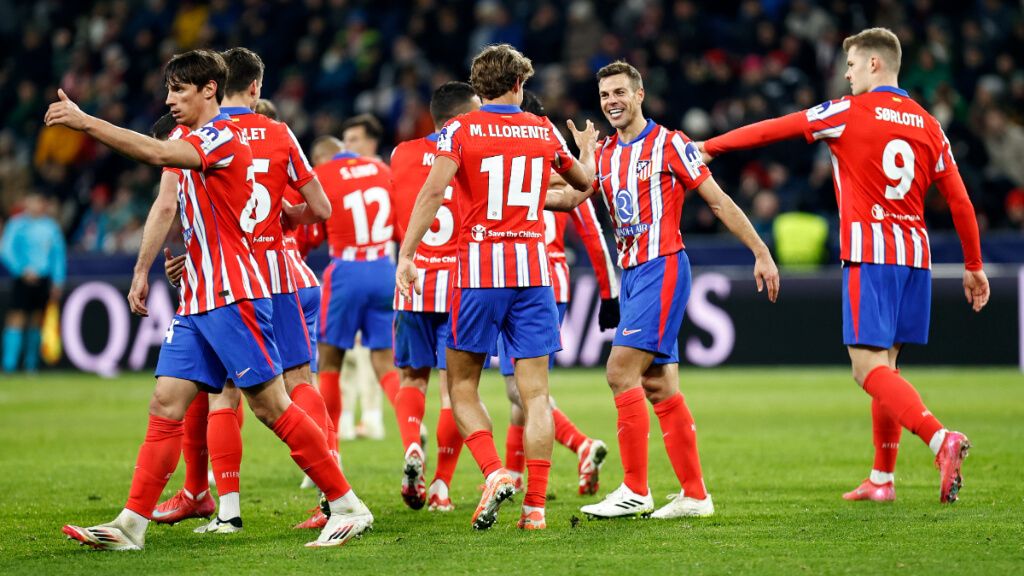  El Atlético de Madrid celebra un gol en Champions ('X' @atleti)