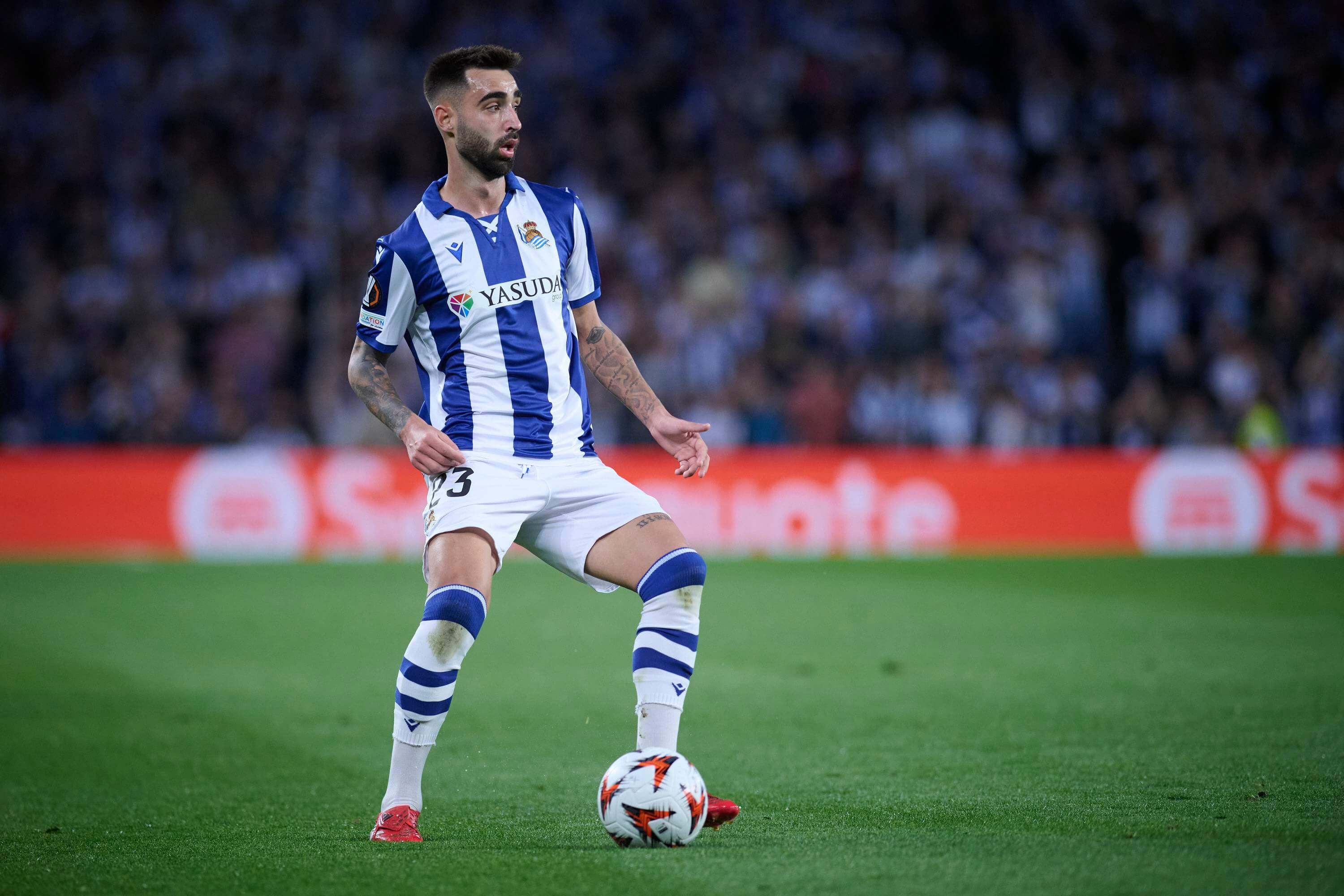 Brais Méndez, en el Manchester United-Real Sociedad.
