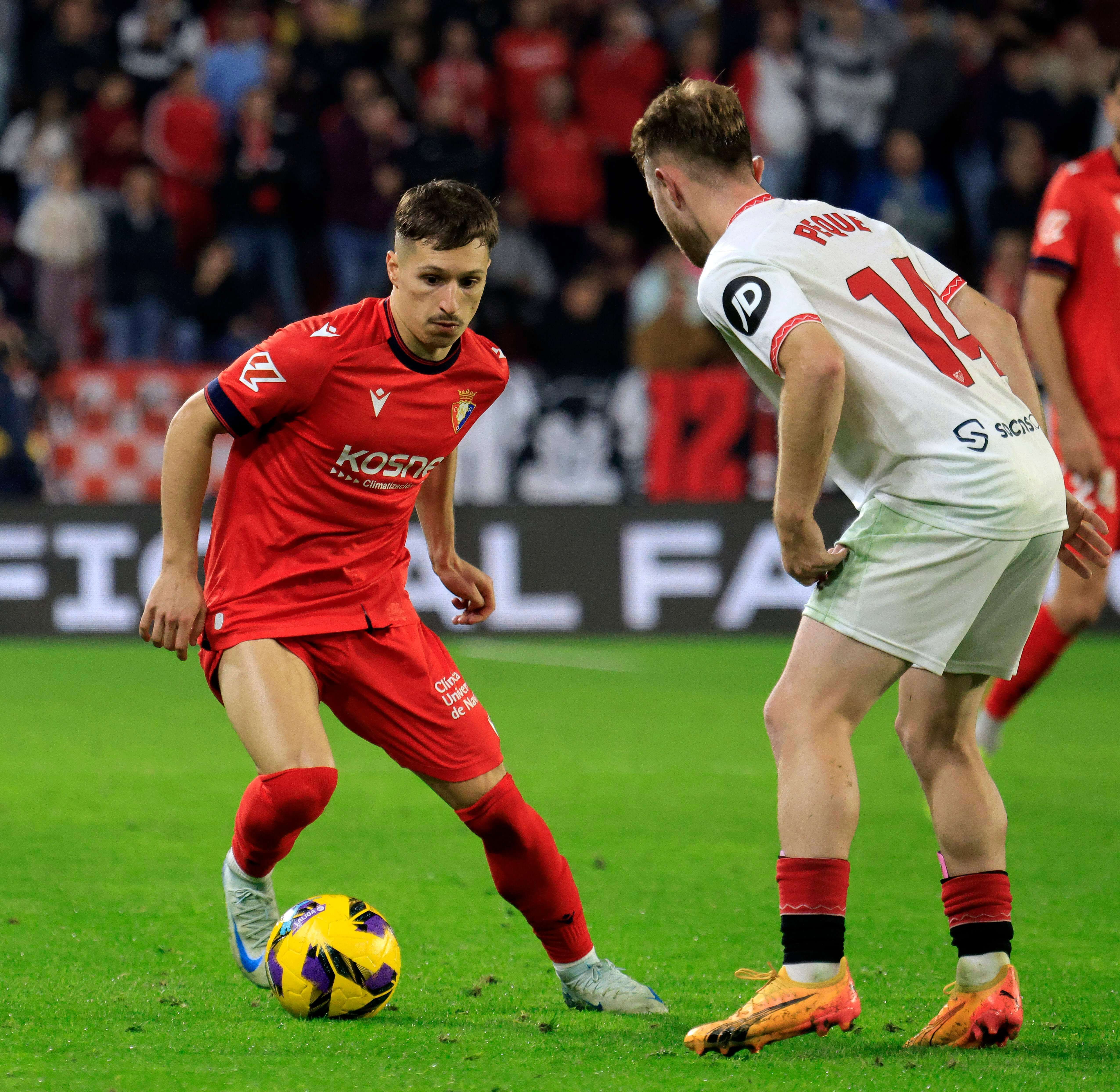  Bryan Zaragoza, durante el Sevilla-Osasuna de la presente temporada.