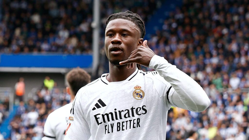 Camavinga celebrando su gol contra el Alavés (X: @realmadrid)