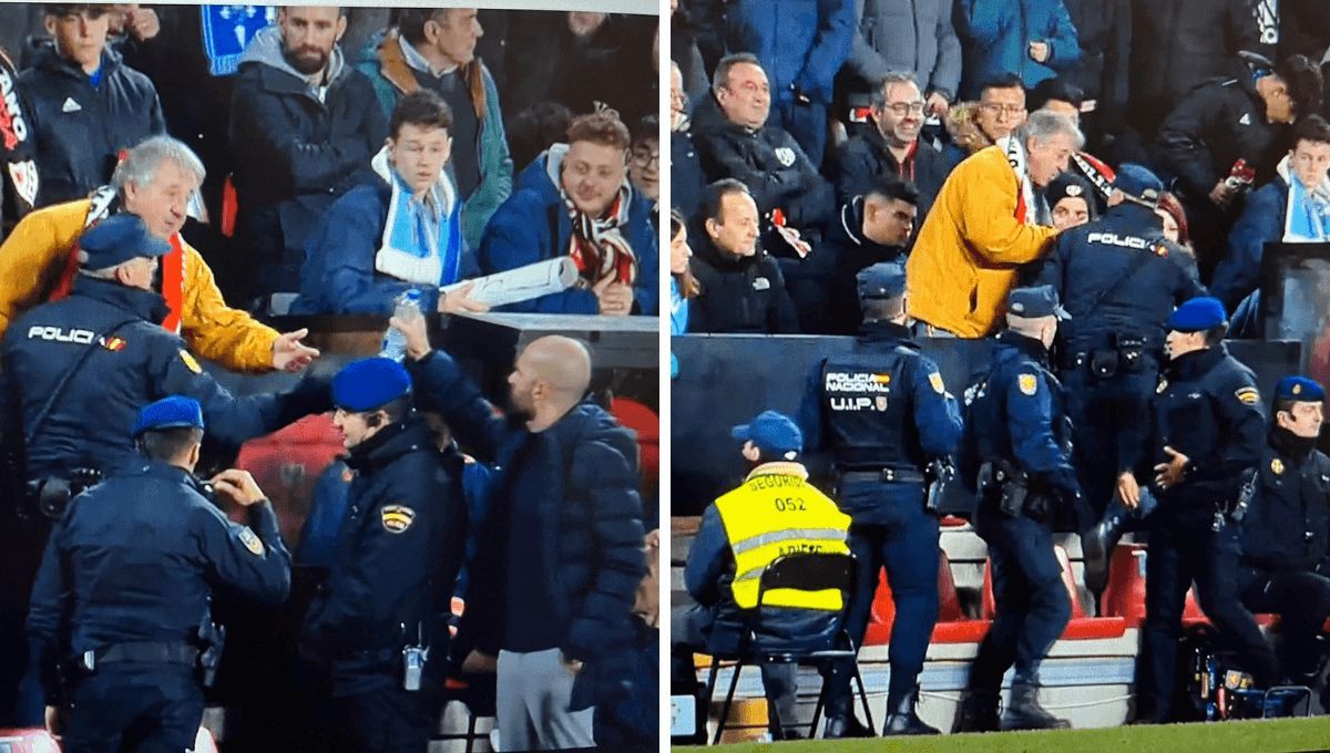  Claudio Giráldez se disculpa con el aficionado al que le dio la botella que lanzó.