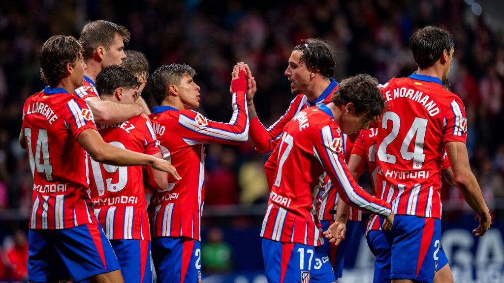  El Atlético de Madrid celebra un gol (Cordon Press)