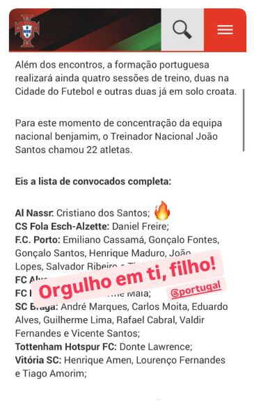  El mensaje de Cristiano Ronaldo a su hijo tras ser convocado con Portugal (Instagram: @cristiano)