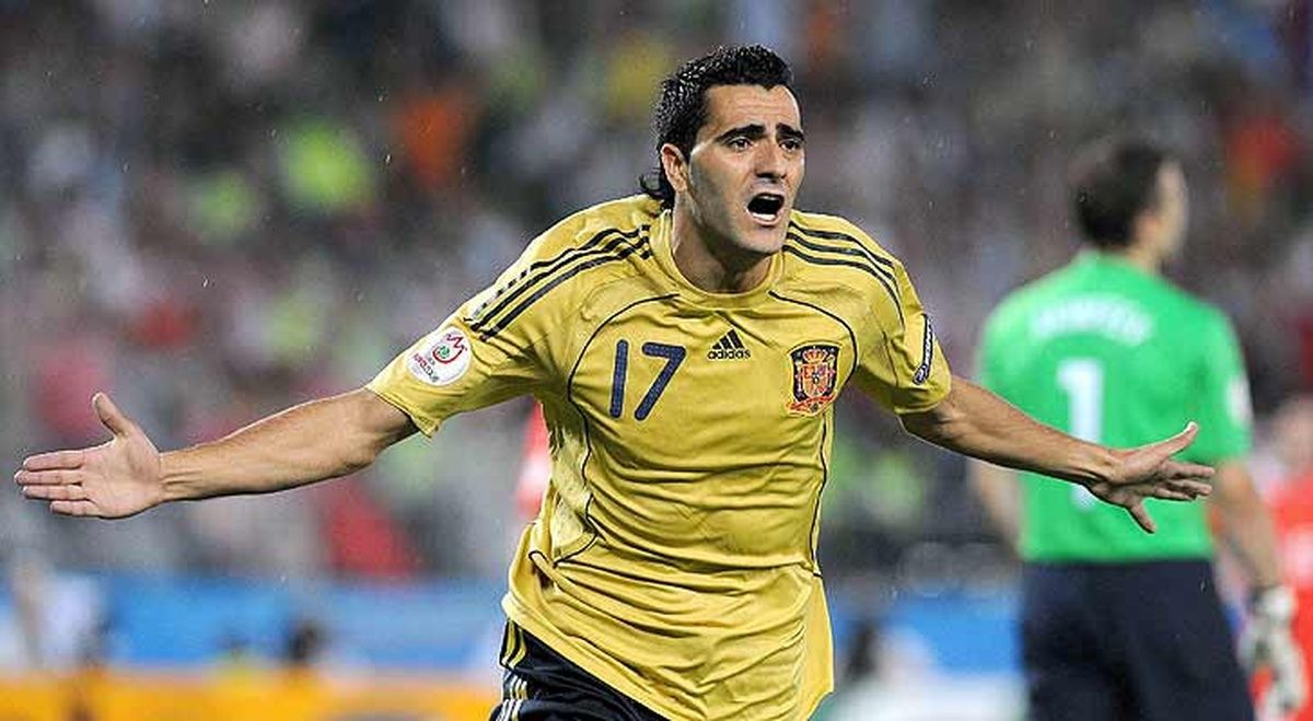 Dani Güiza durante la Eurocopa 2008 con la selección española.