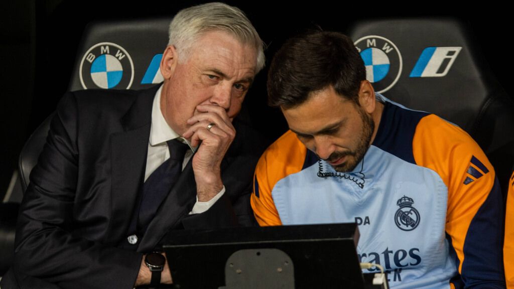 Davide Ancelotti y Carlo en un partido con el Madrid (Cordon Press)