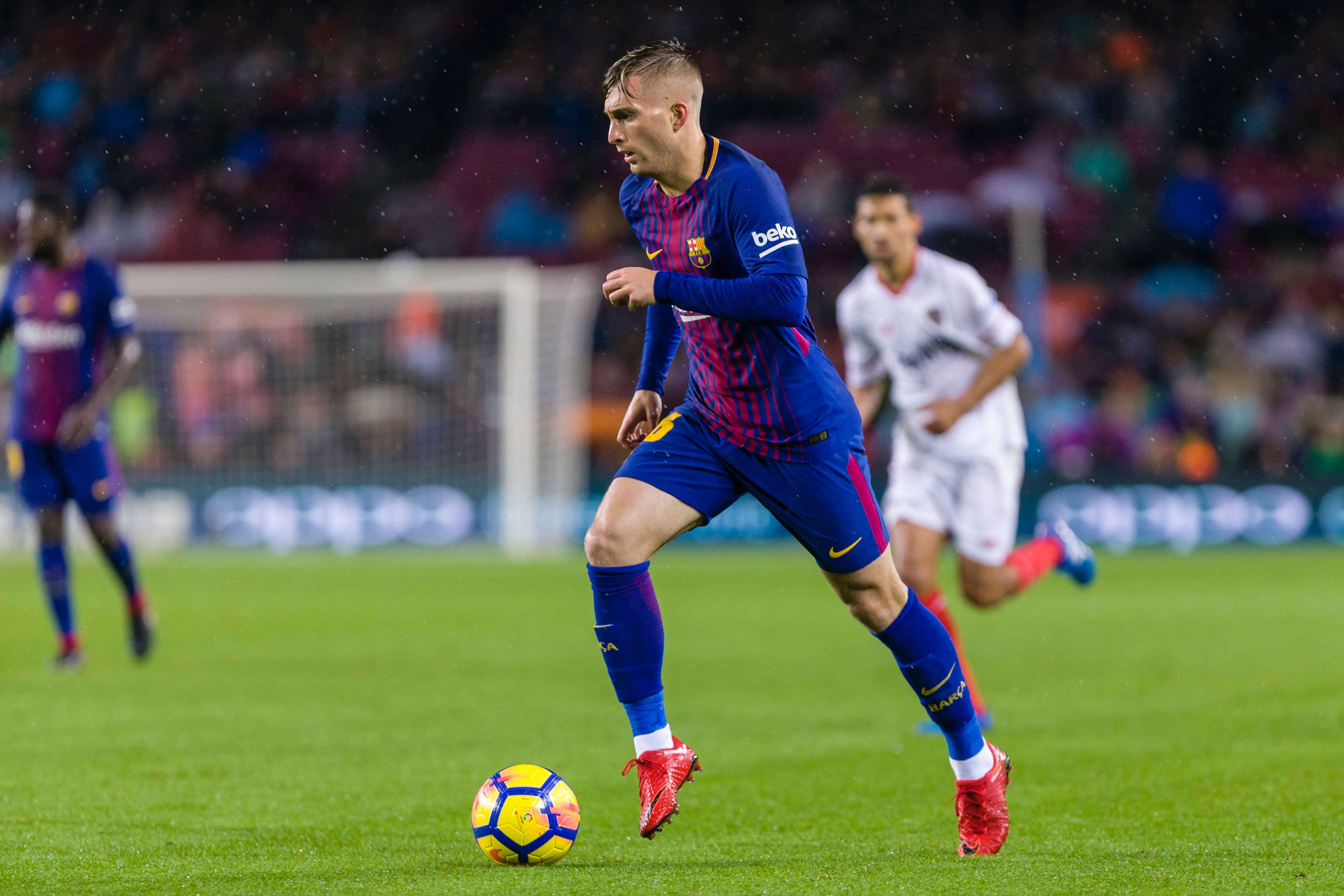  Deulofeu en un partido con el Barcelona.