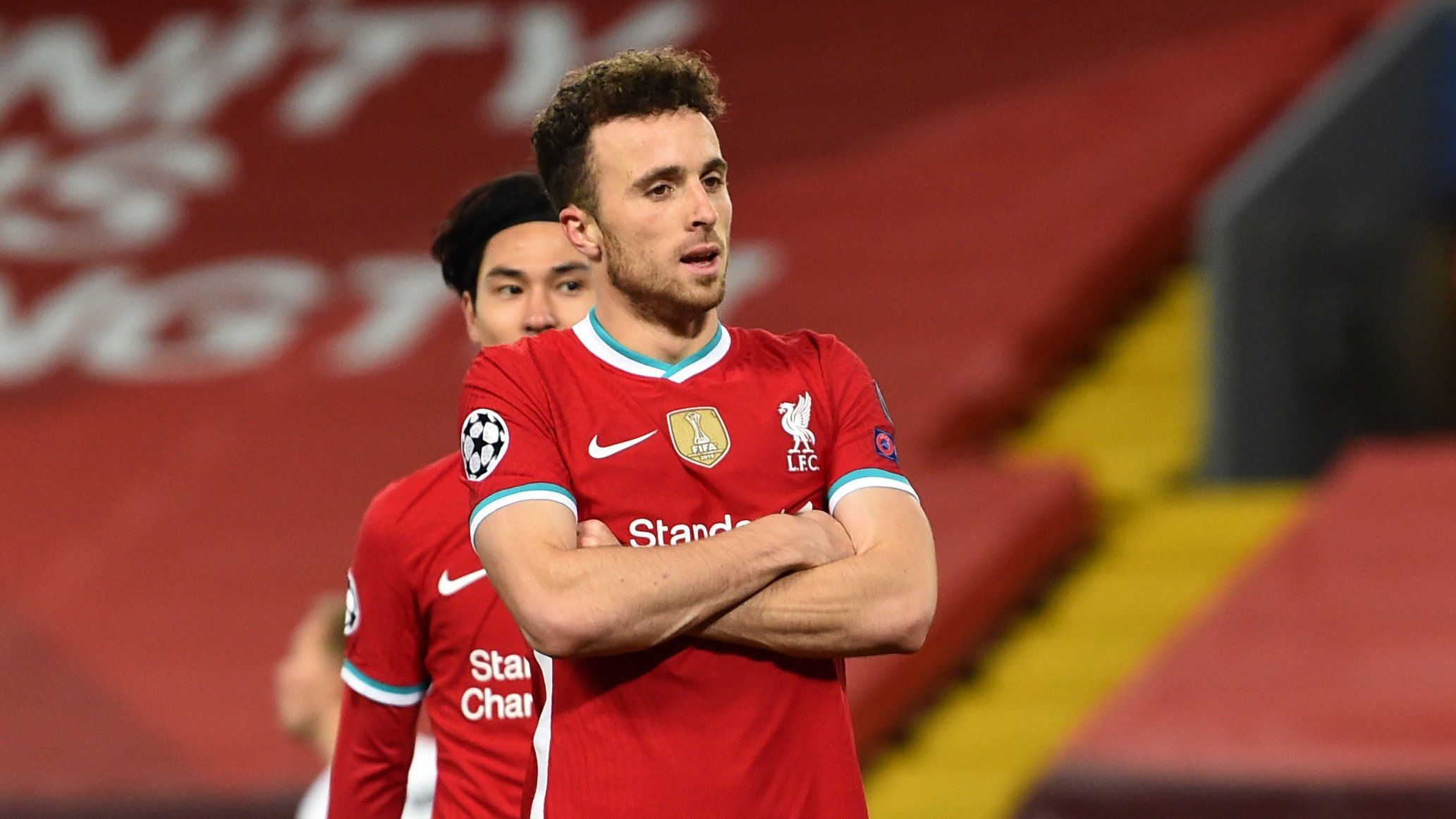 Diogo Jota celebra un gol con el Liverpool.