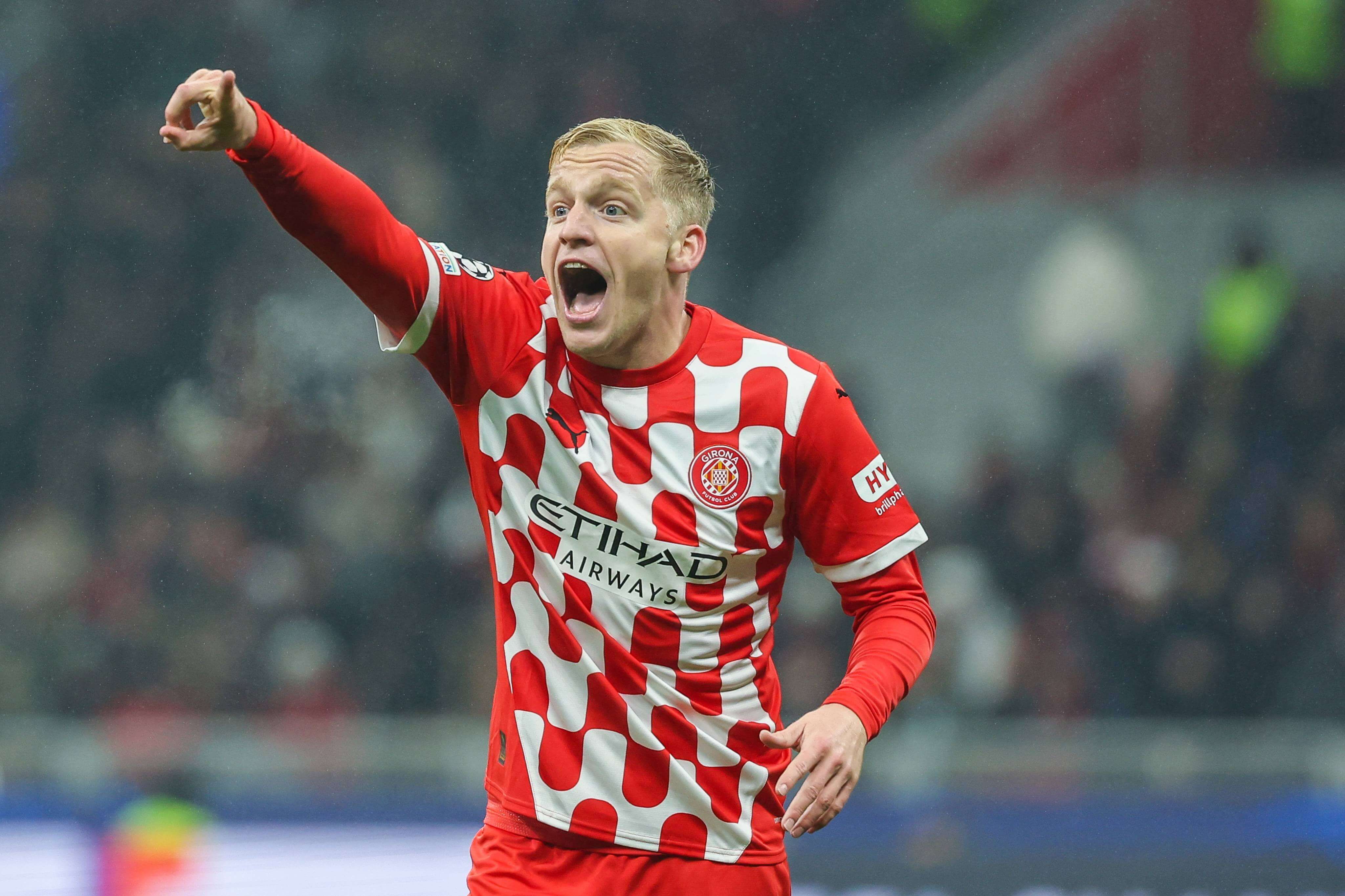 Donny Van de Beek, en un partido del Girona FC.