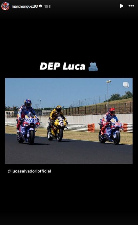 El mensaje de Marc Márquez a Luca Salvadori (foto: Instagram Marc Márquez).