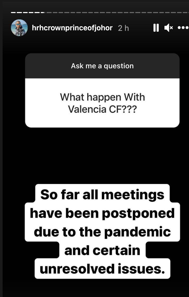  El Príncipe de Johor vuelve a hablar del Valencia CF