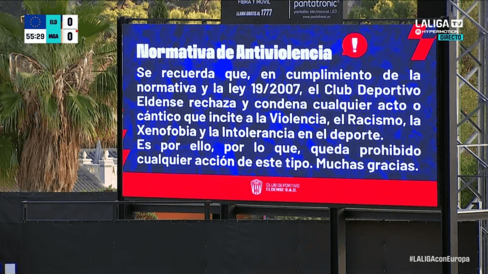 El videomarcador, tras los insultos racistas a Gassama en el Eldense-Málaga.