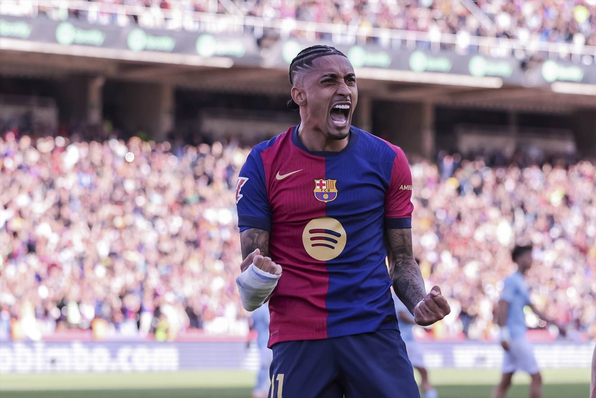  Raphinha, celebrando su gol contra el Celta de Vigo (Europa Press)