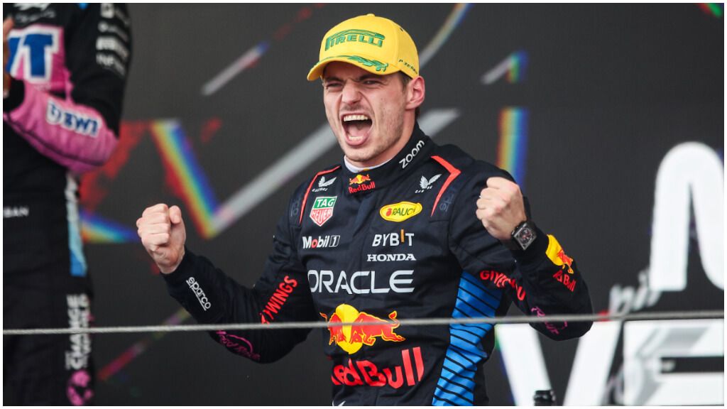  Max Verstappen celebrando el podio en el GP de Brasil. (Fuente: Europa Press)