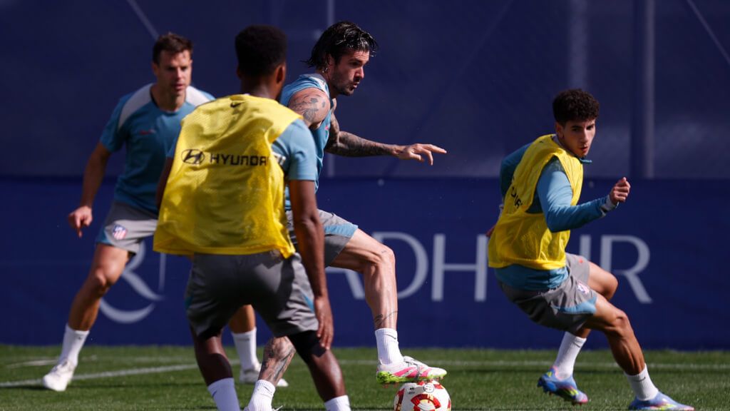 Rodrigo De Paul, en un entrenamiento con el Atlético de Madrid.