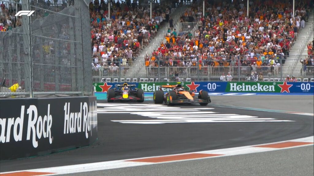  Max Verstappen y Lando Norris, en el Gran Premio de Miami.