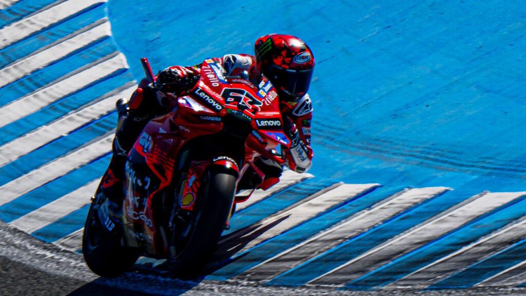 Pecco Bagnaia, durante los test de MotoGP en Jerez.