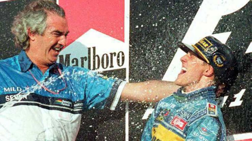Flavio Briatore y Michael Schumacher, en la F1