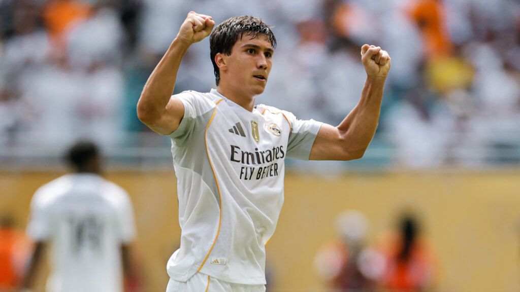  Gonzalo García, durante el partido del Real Madrid en el Mundialito.