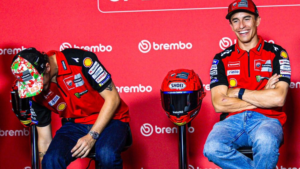  Pecco Bagnaia y Marc Márquez, en la rueda de prensa del GP de Italia.