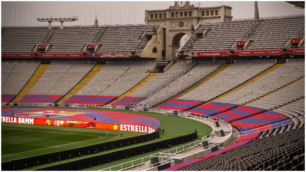  En directo, el estadio de Montjuic donde se disputará el Barcelona-Osasuna (foto: FCB twitter).