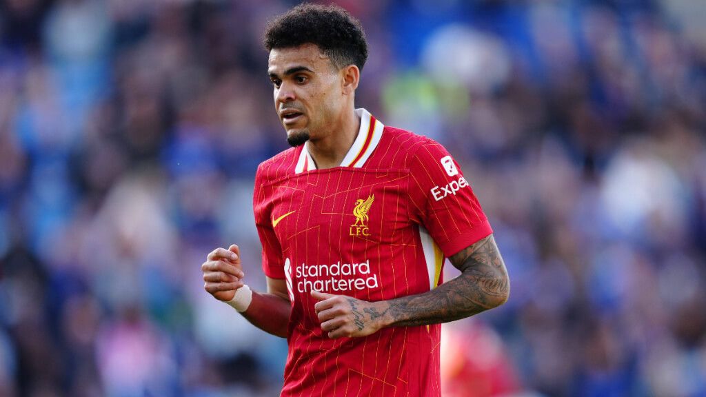 Luis Díaz celebra un tanto con el Liverpool